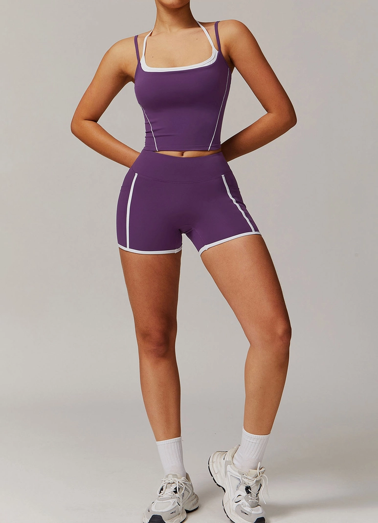 Adjustable Halter Top with High Waist Leggings Set