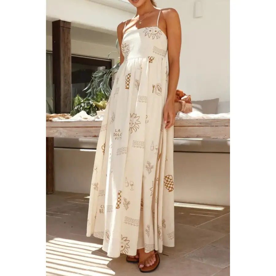 Soft Printed Square Neck Maxi Cami Dress