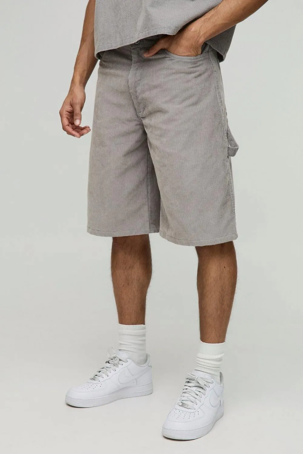 Acid Wash Carpenter Corduroy Jorts Spring And Summer