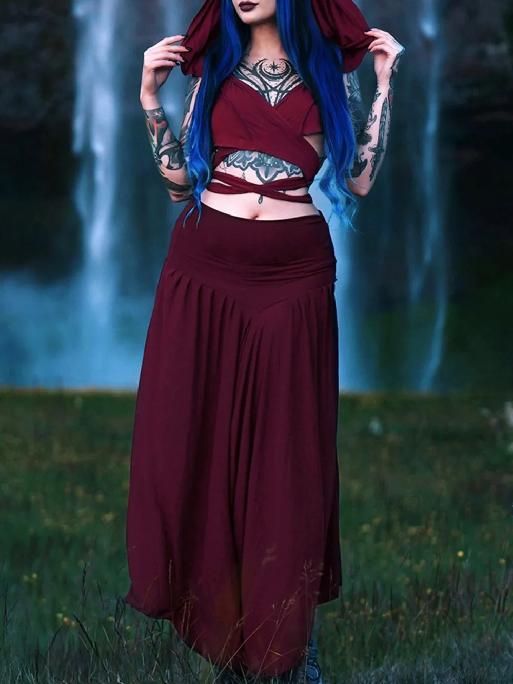 Skirted Harem Pant 2in1 Maxi Dress