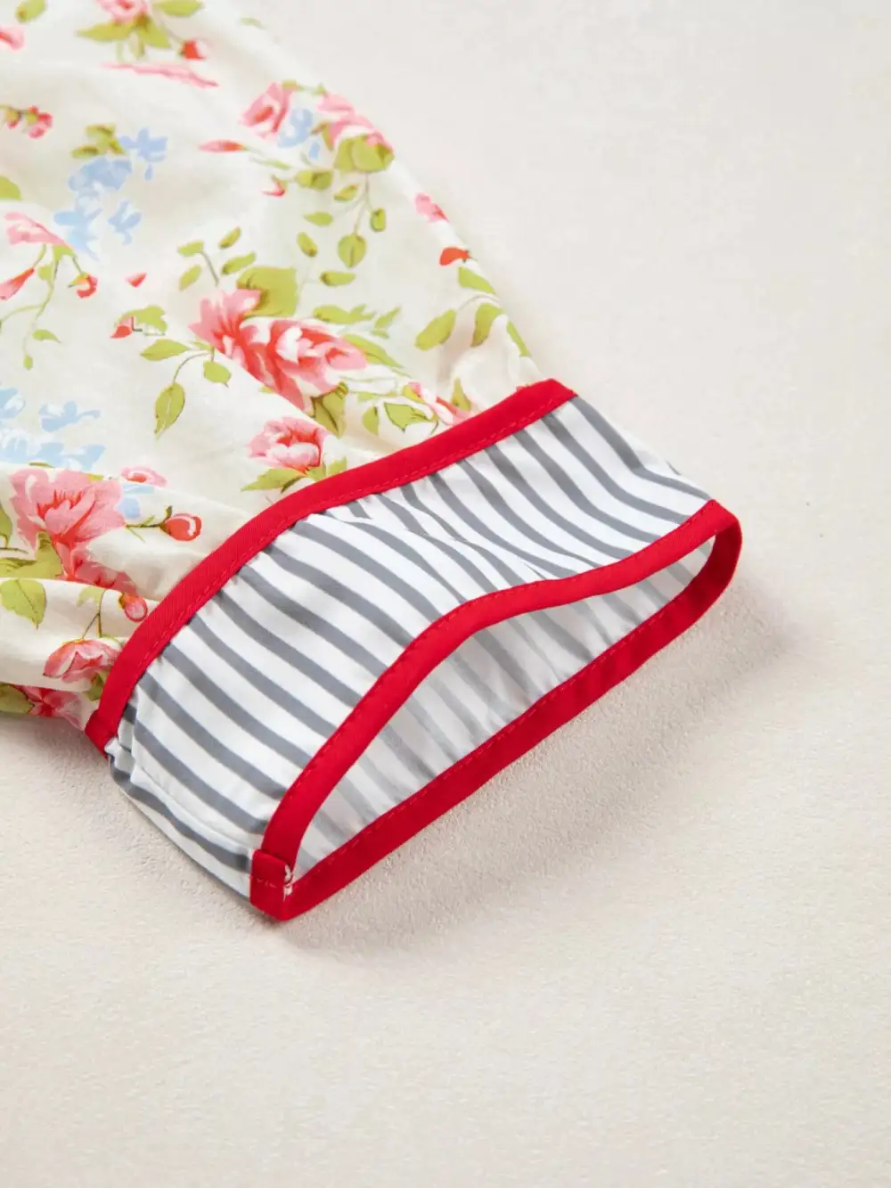Floral Striped Puff Sleeve Dress Casual