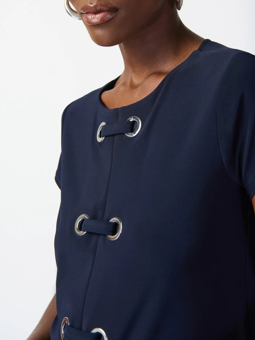 Navy Button - Front Split - Hem Tunic