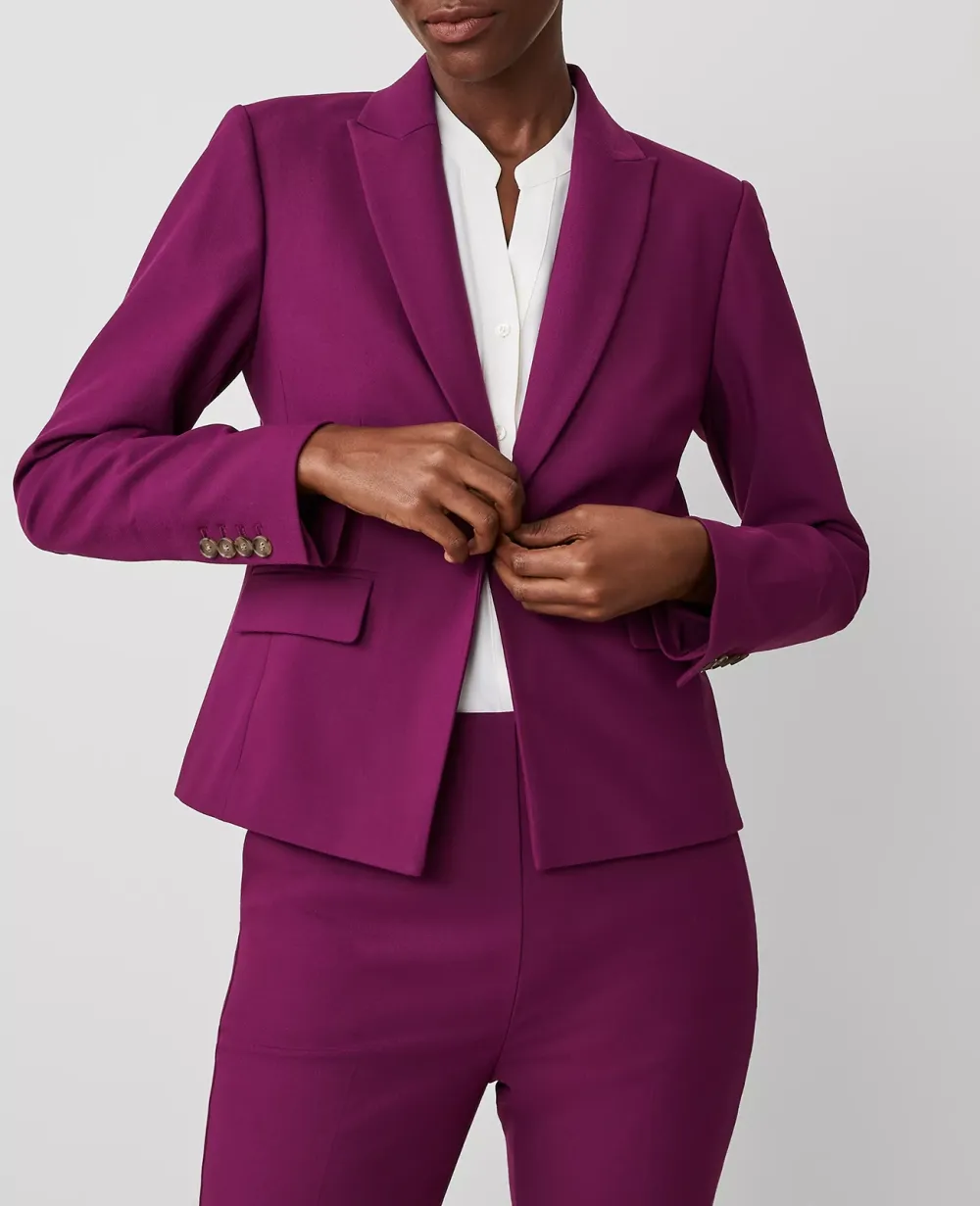 The Shorter One Button Peak Lapel Blazer In Bi-Stretch