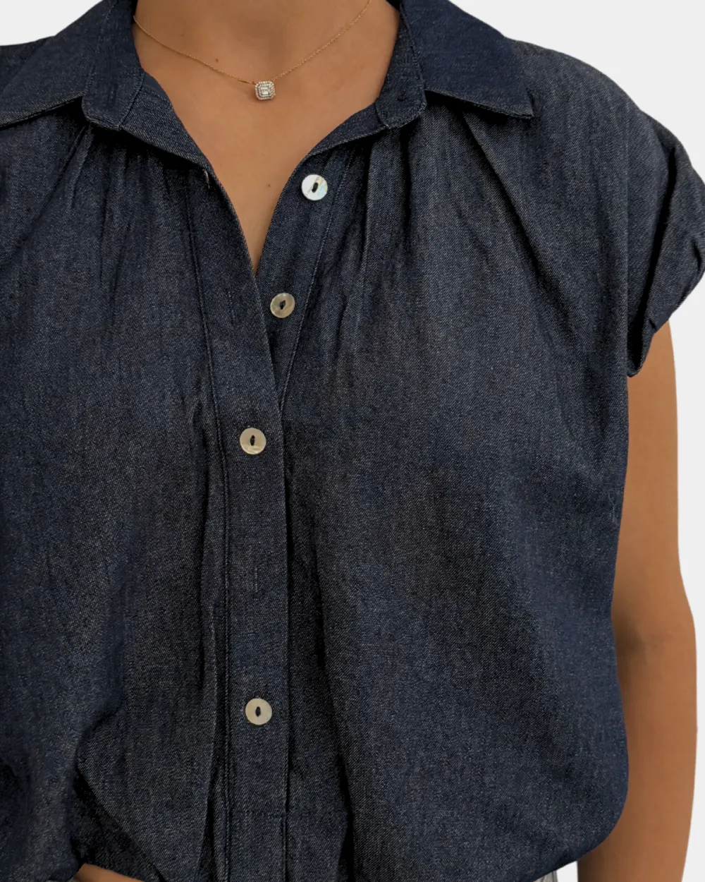 Button Front Bubble Top