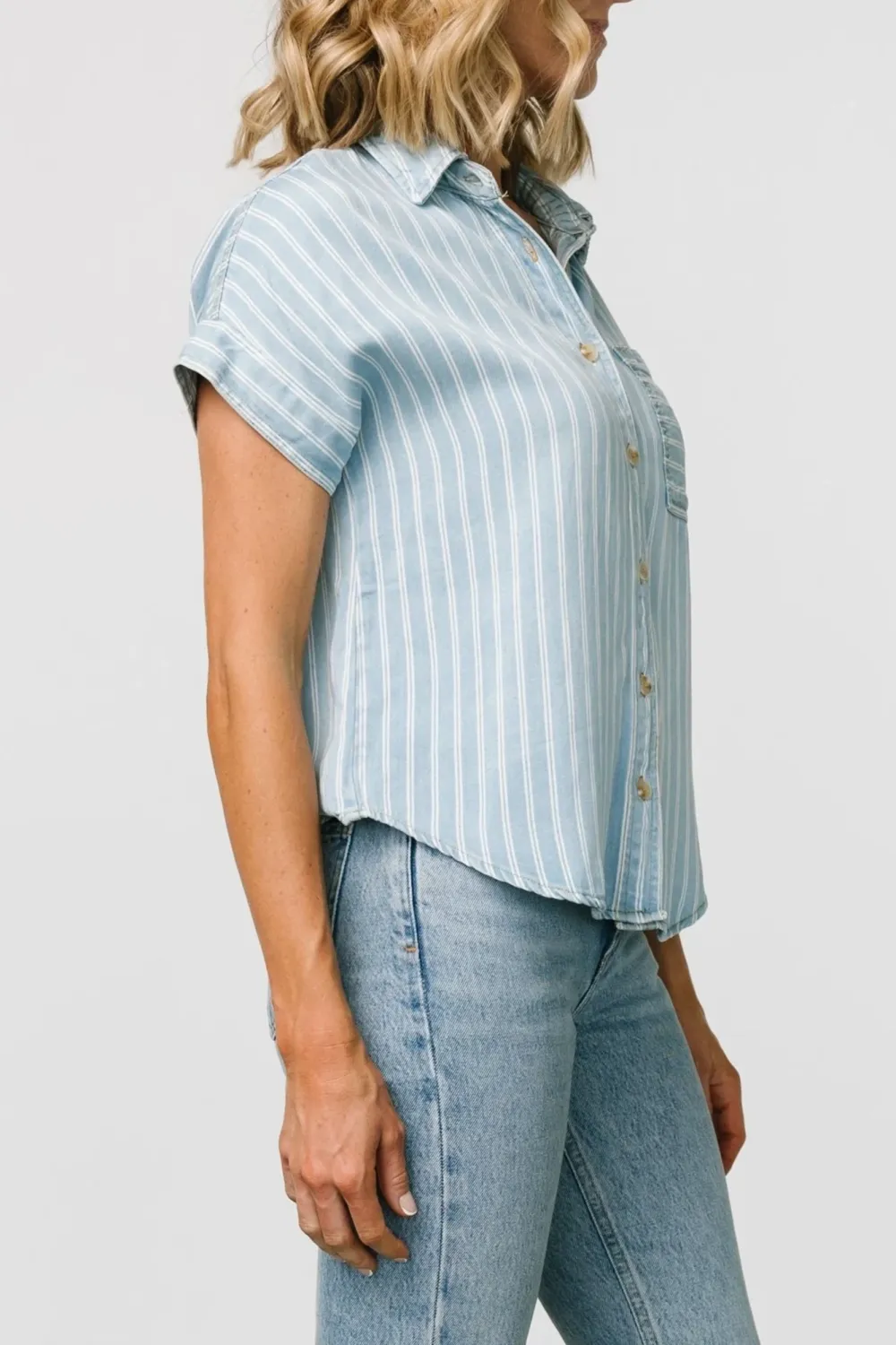 Denim Blue Commuting Versatile Button Shirt