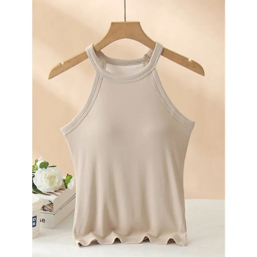 Grecian Neck Tank With Chest Pads