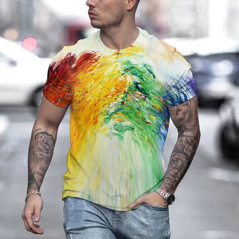 Men's Rainbow Short Sleeve T-shirt 3D Print Casual Fashion