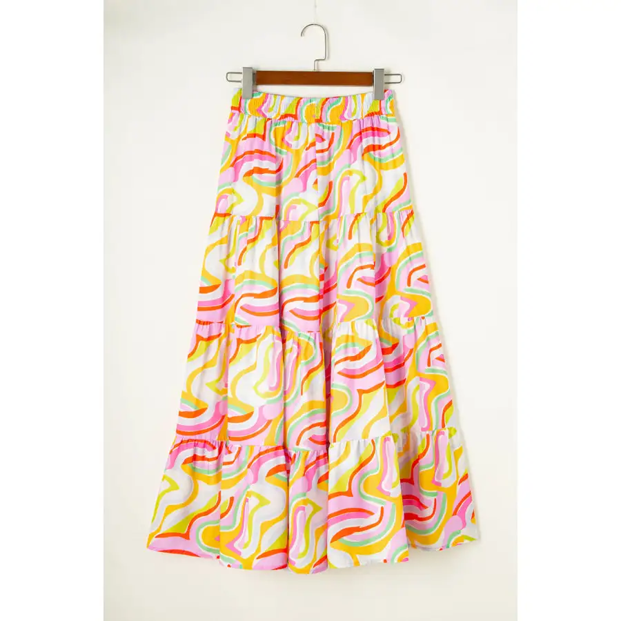 Printed Elastic Waist Skirt