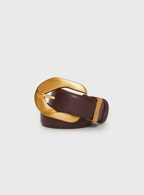 Buckle Faux Leather Smooth Finish Belt