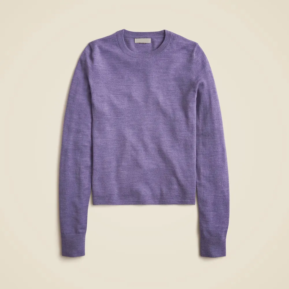 Ribbed Cashmere Solid Color Short Crew Neck Sweater