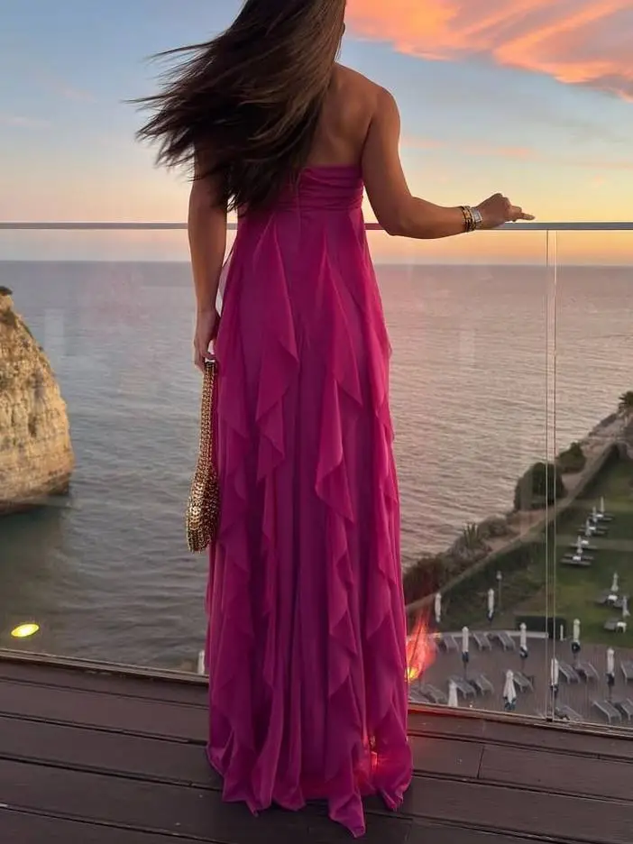 Tube Top Ruffle Maxi Dress