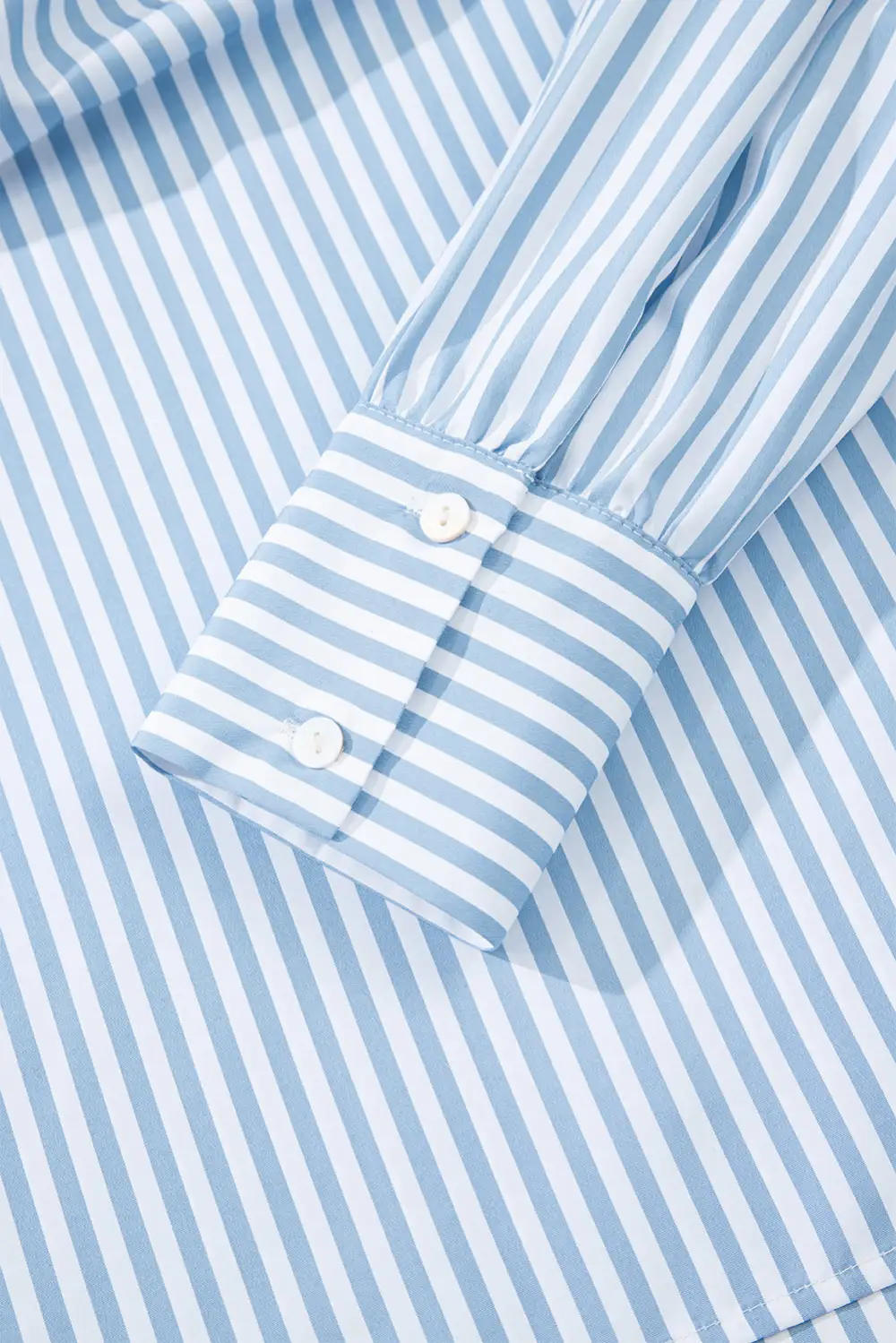 Striped Shirred Half Placket Blouse