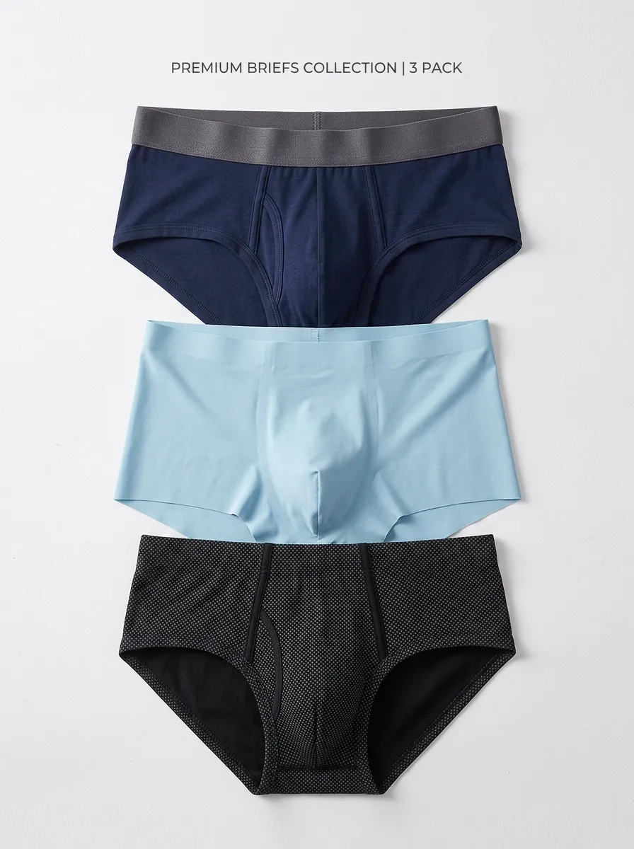 Men's Minimalist Solid and Dot Pattern Printed Briefs Underwear Set 3-Pack