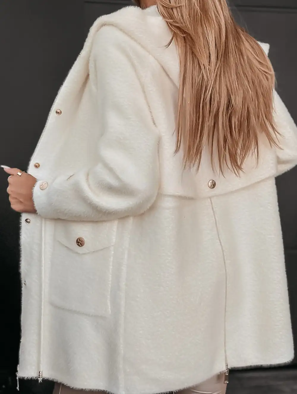 Drawstring Belt with Metal Buckle Hooded Jacket