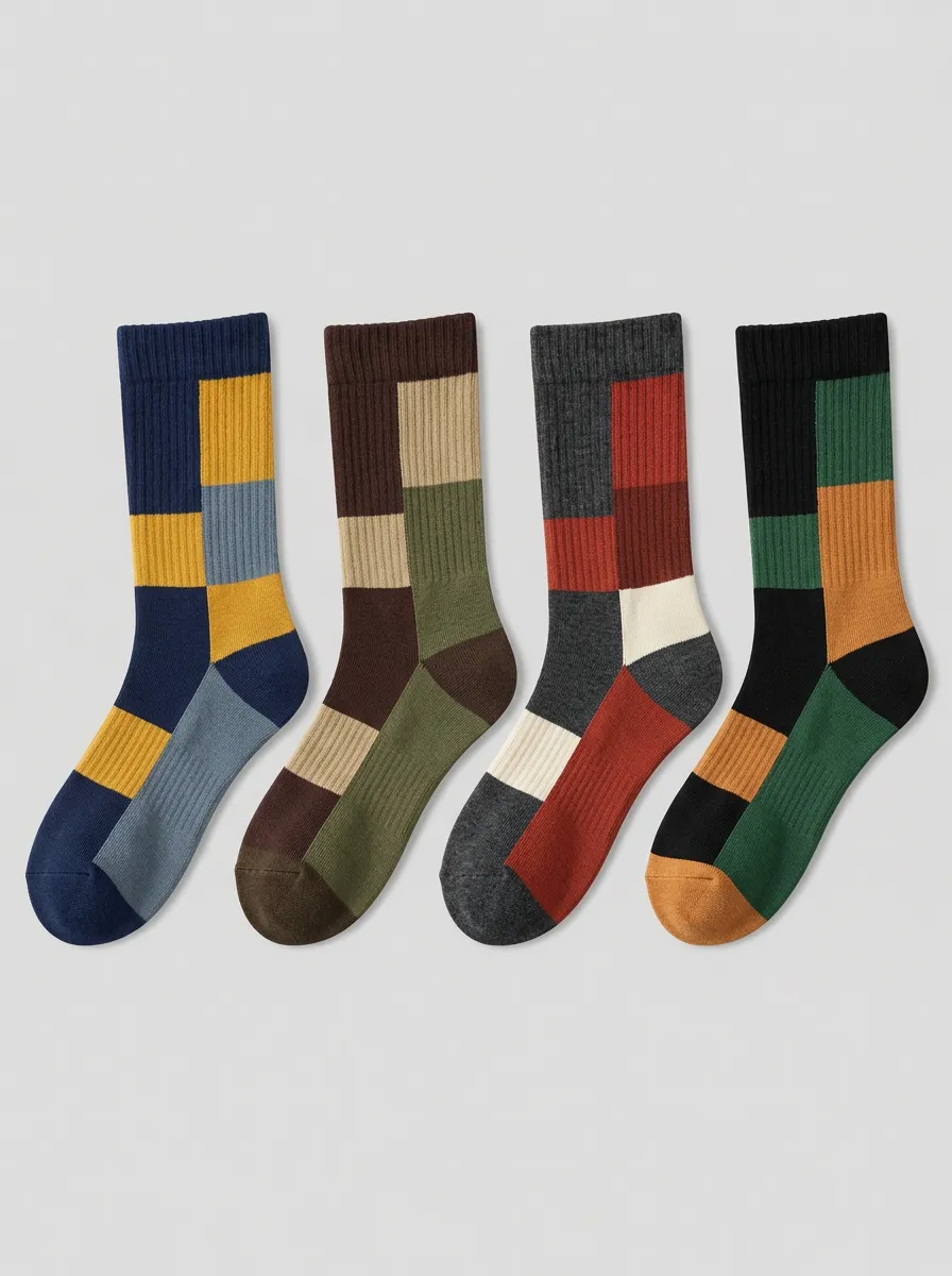 Men's Multicolor Color-Block Crew Socks 4-Pack