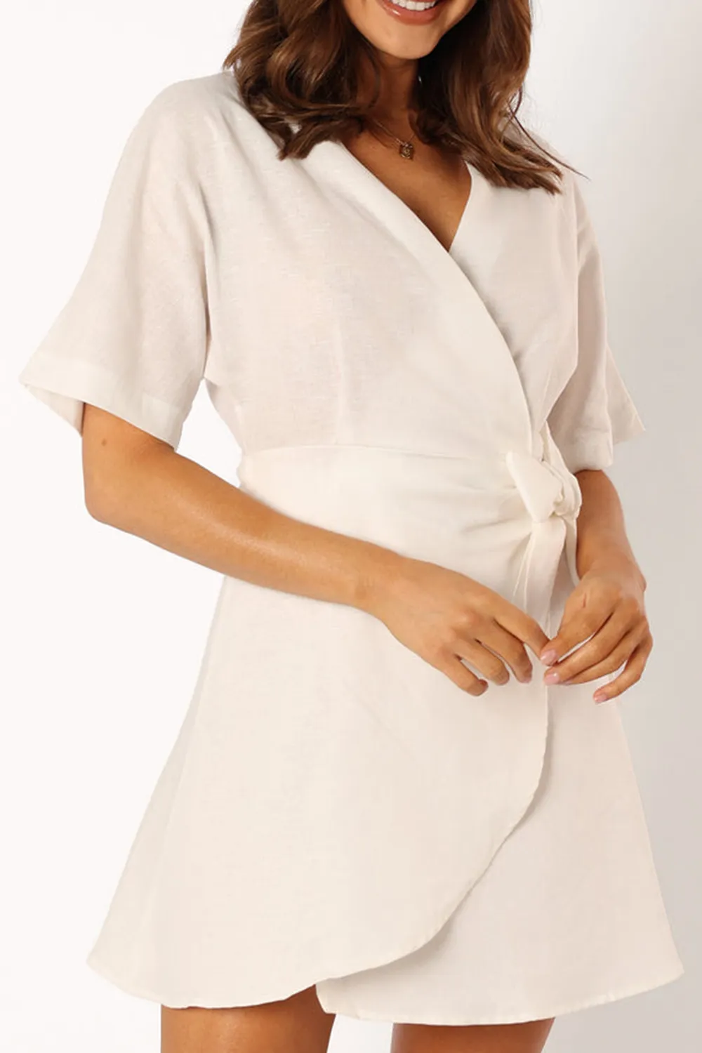 WHITE TULLE WRAP DRESS