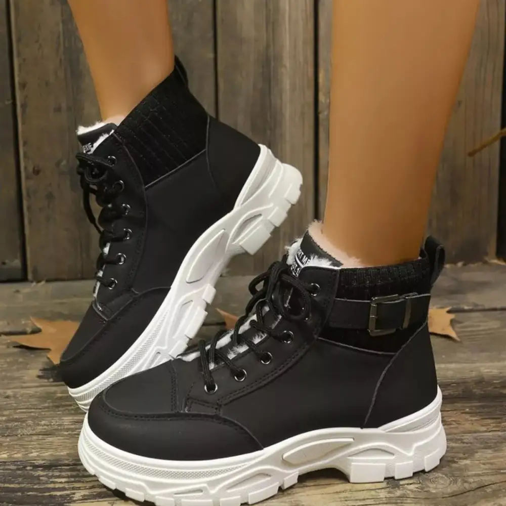 Plush Lining Lace Up Boots