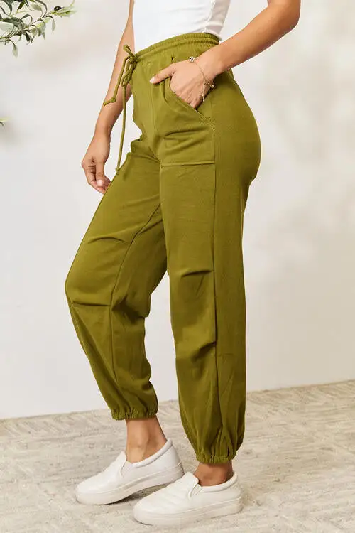 Drawstring Pocketed Cargo-Detail Sweatpants