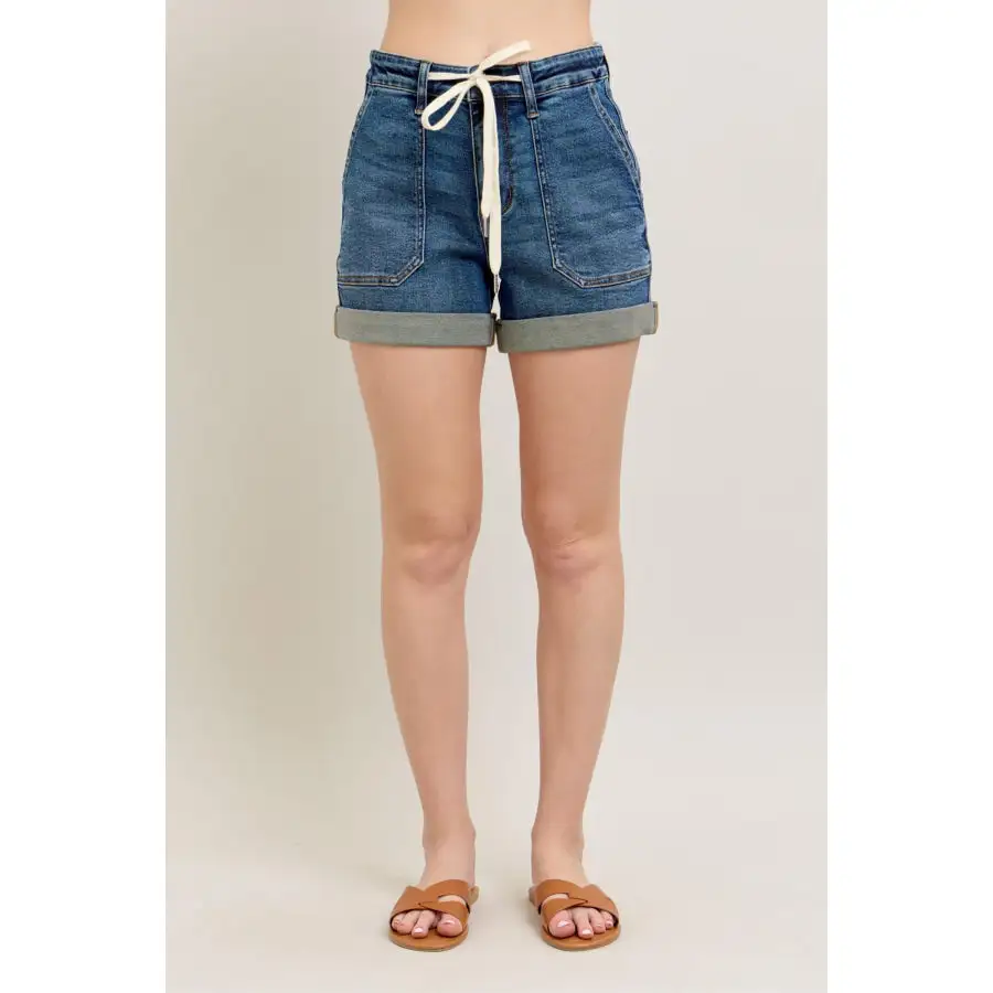 Full Size High Rise Cuff Denim Shorts Plus Size