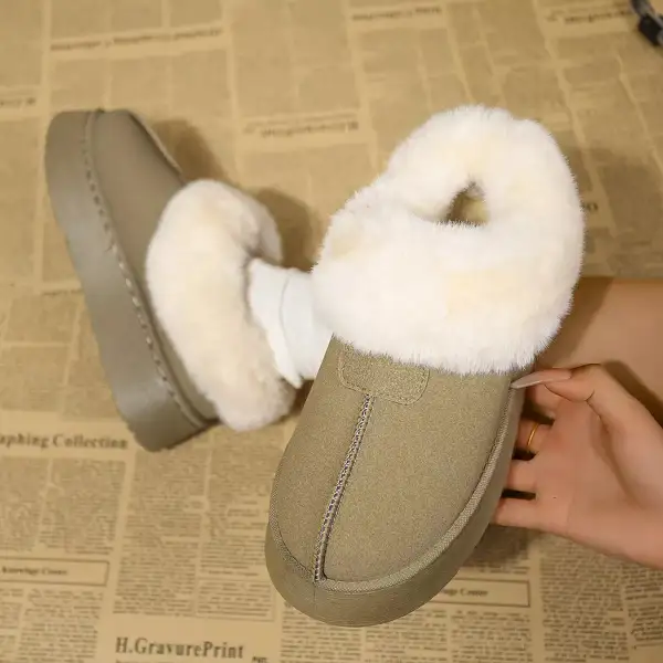 Fuzzy Platform Ankle Boots