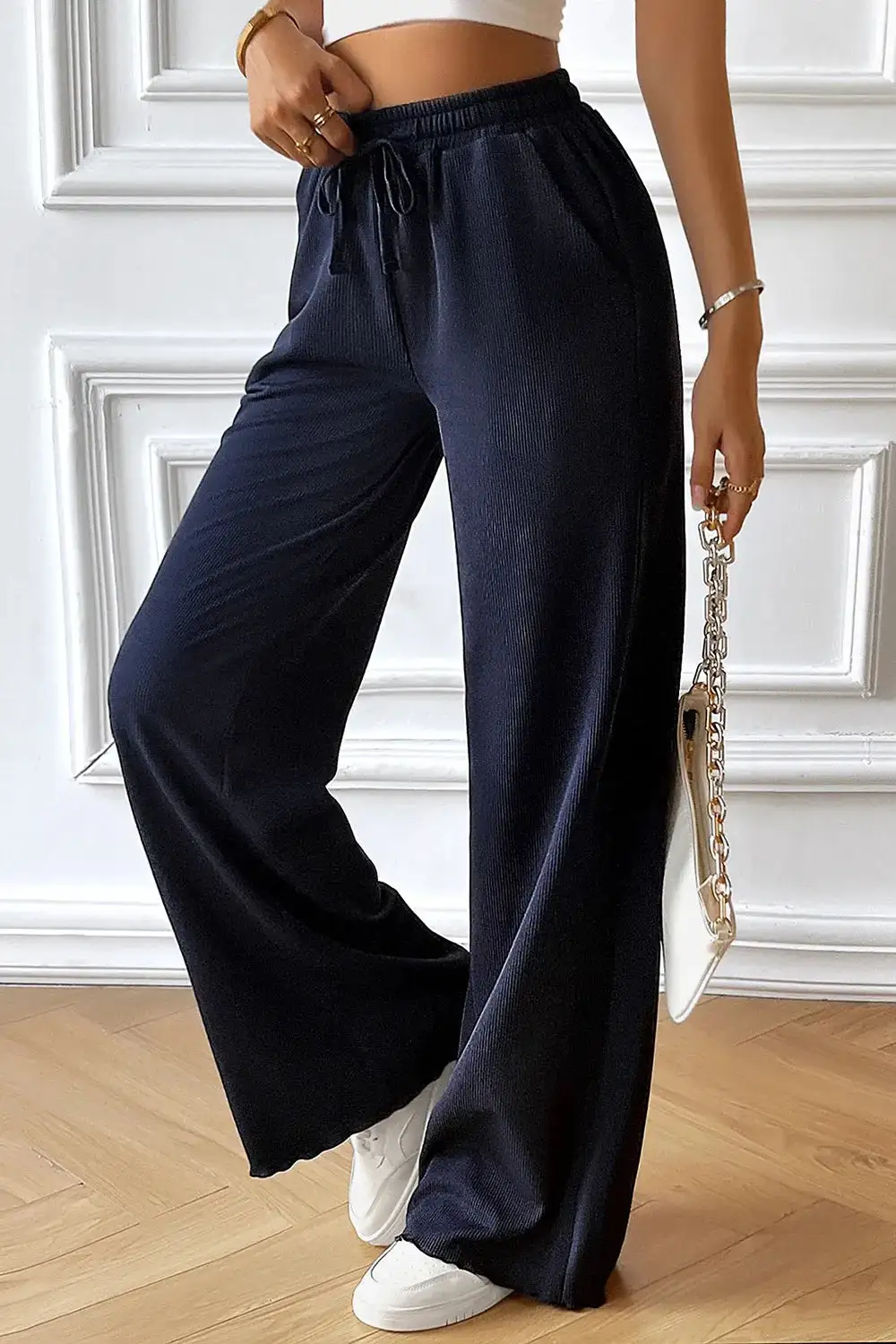 Casual Wide Leg Drawstring Pants
