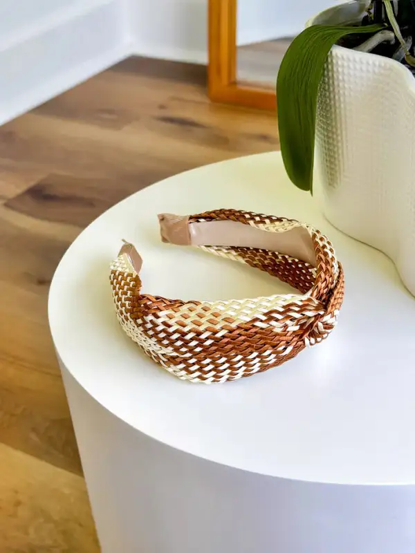 Two Tone Basket Weave Twist Headband