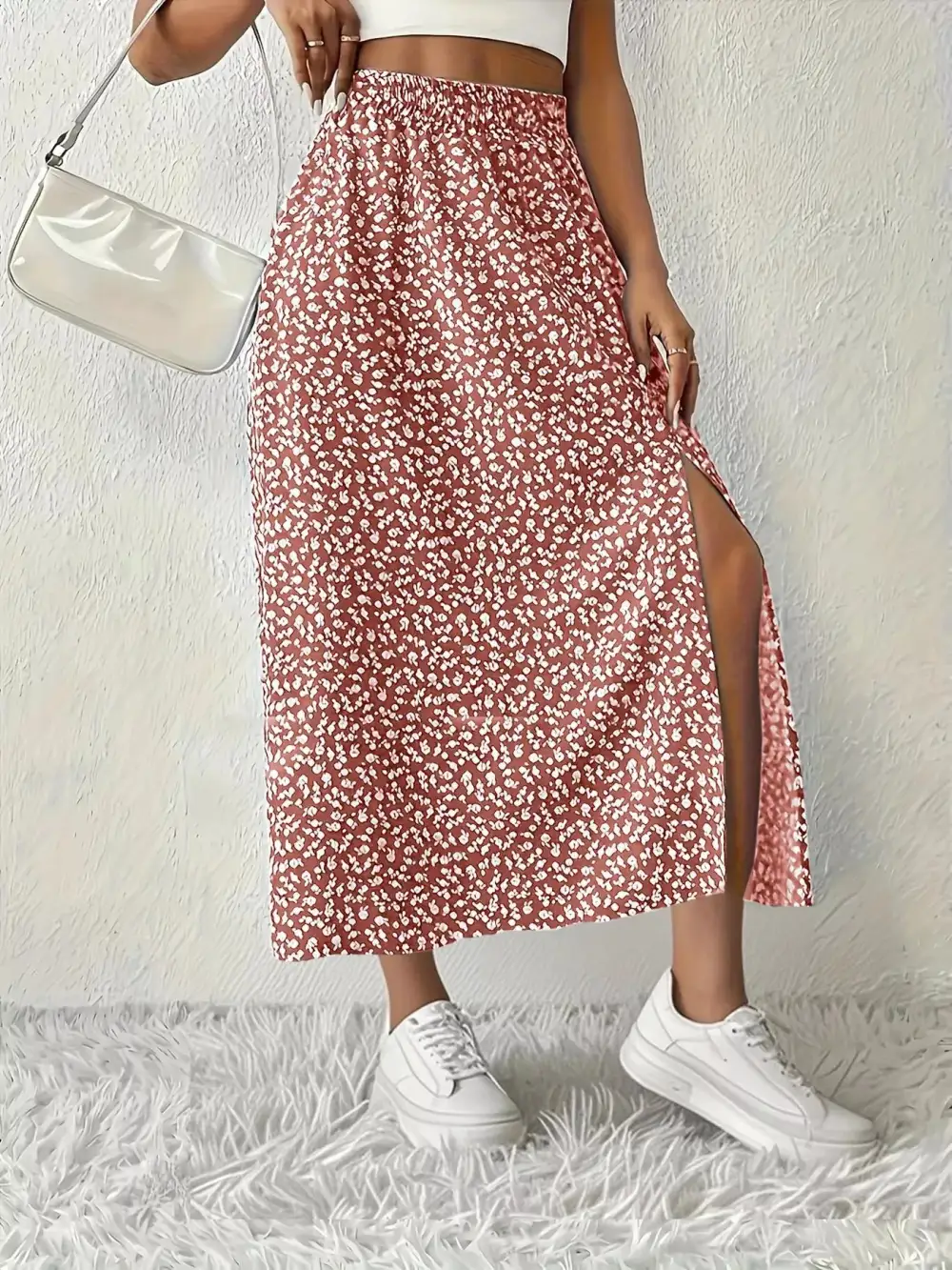 Wearable Printed Slit Detail Skirt