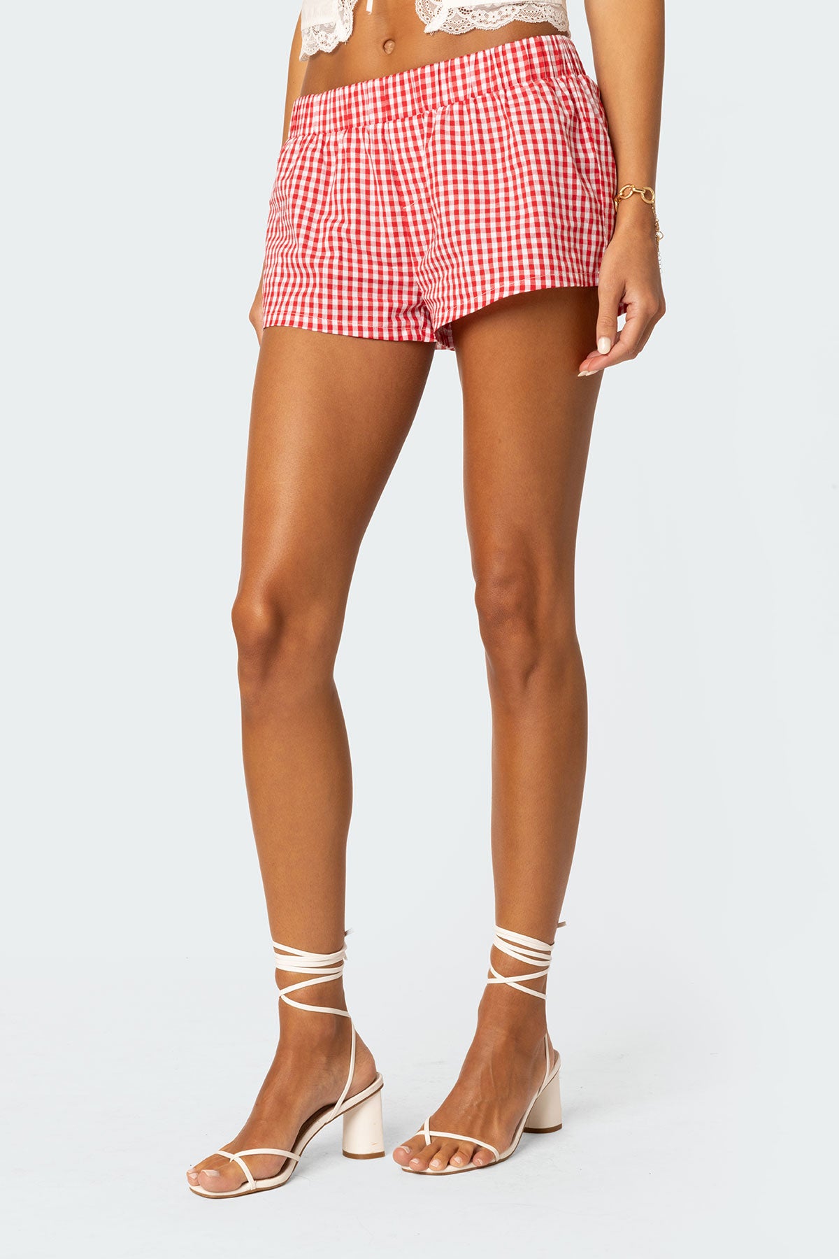 Gingham Pattern Casual Shorts