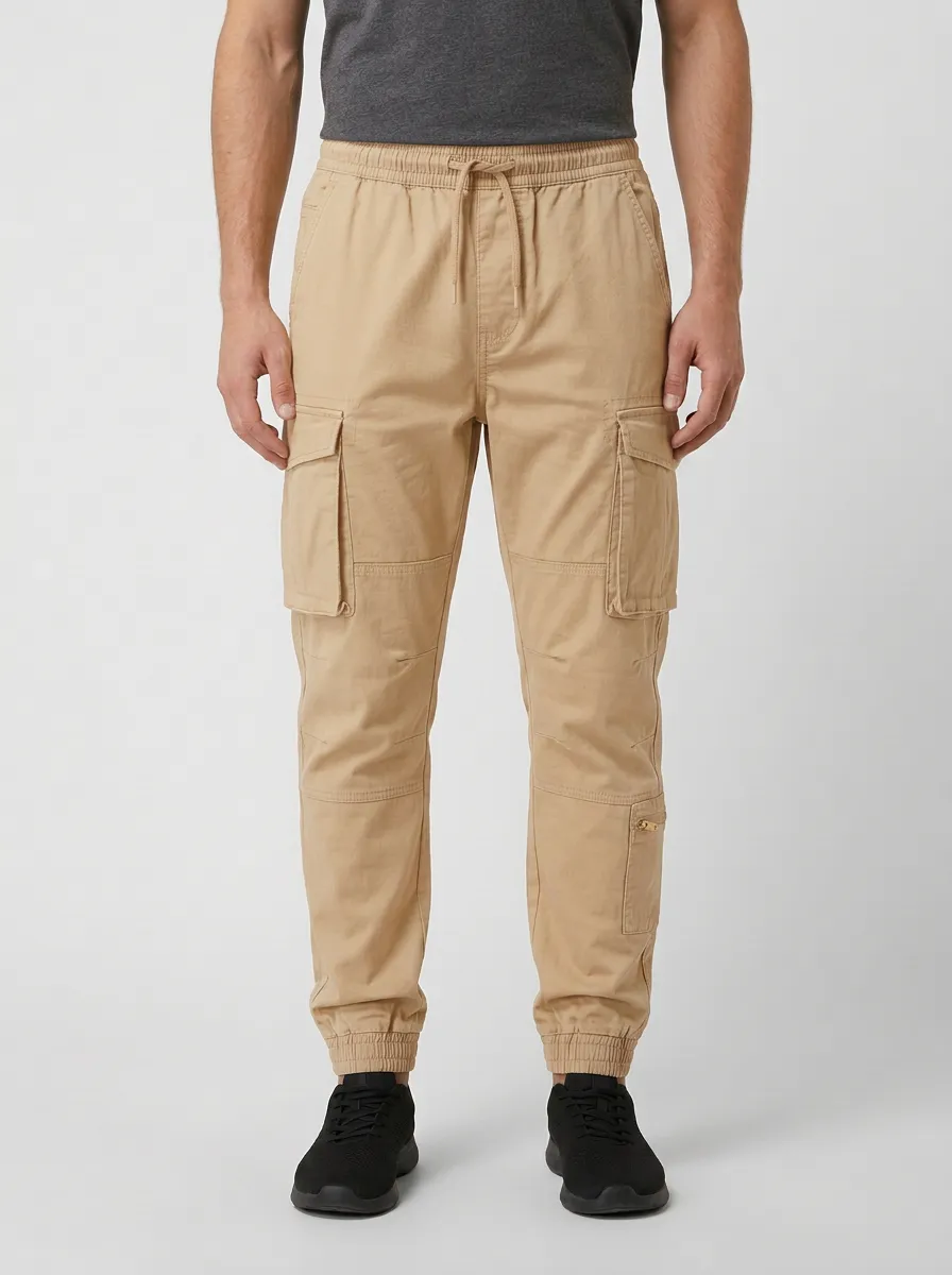 Streetwear Multi-Pocket Printed Solid-Style Men's Cargo Pants