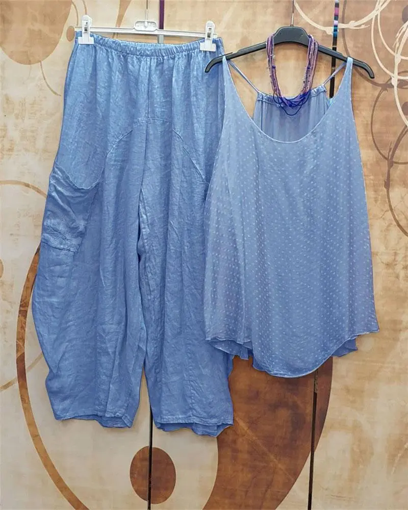 Solid Color Casual Two-piece Slip Suits