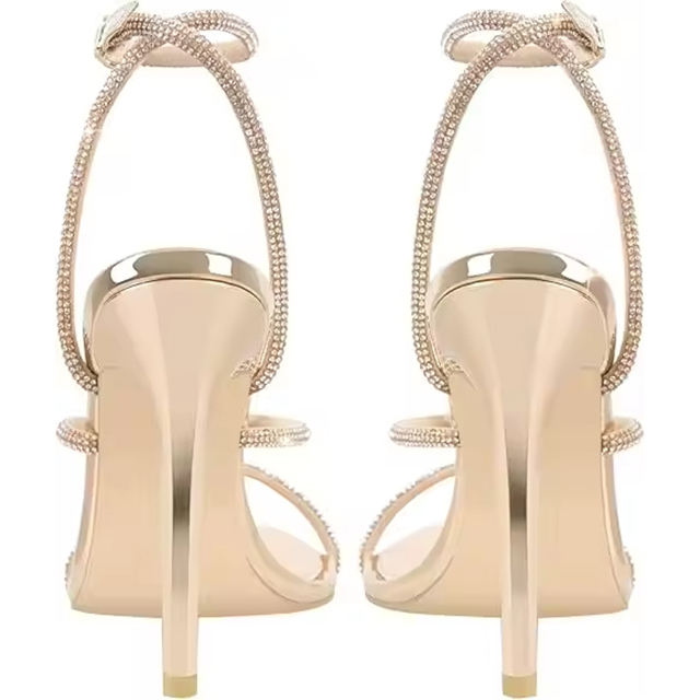Velora Crystal Gold Stiletto Sandals