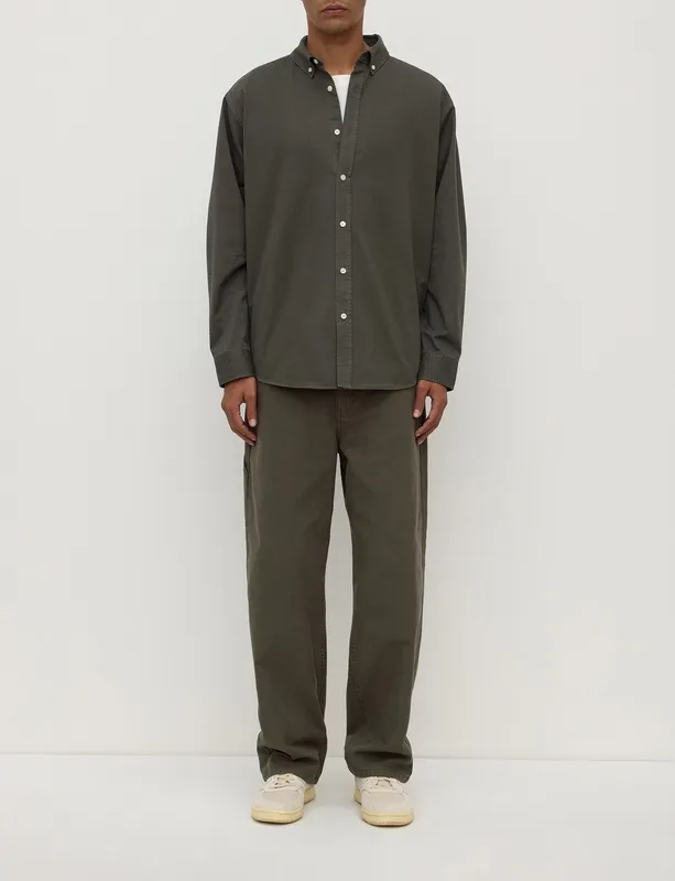 Moss Cotton Twill Button-Up Shirt