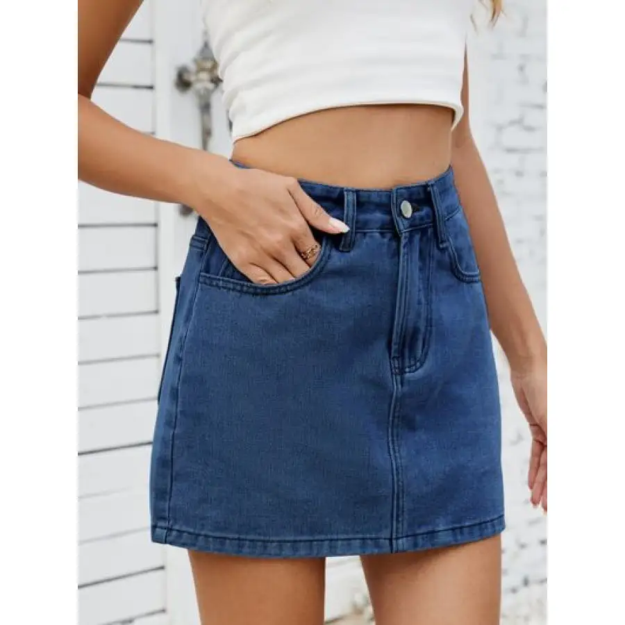 Solid Mini Denim Skirt