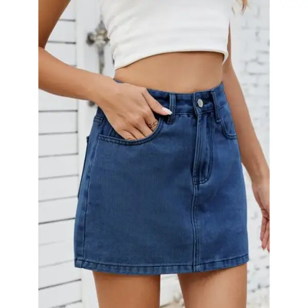 Solid Mini Denim Skirt