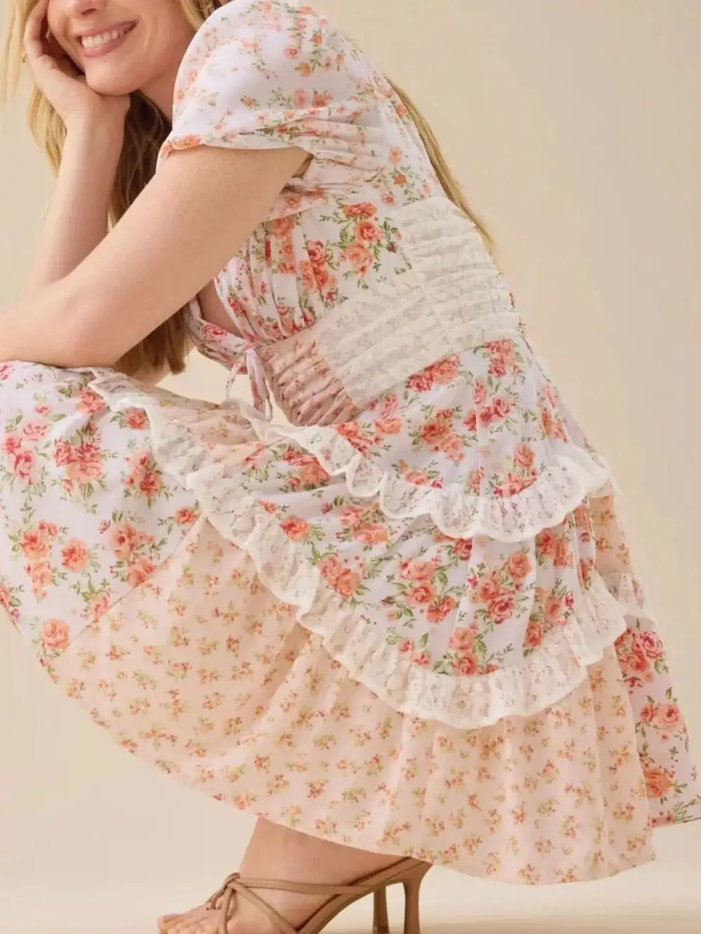 Puff Sleeve Tiered Floral Mini Dress