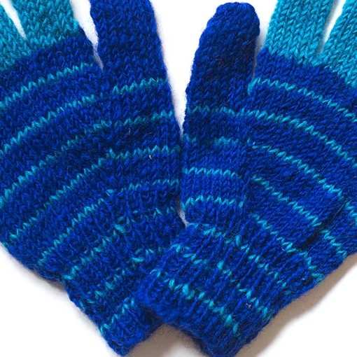 striped hand-knitted wool gloves