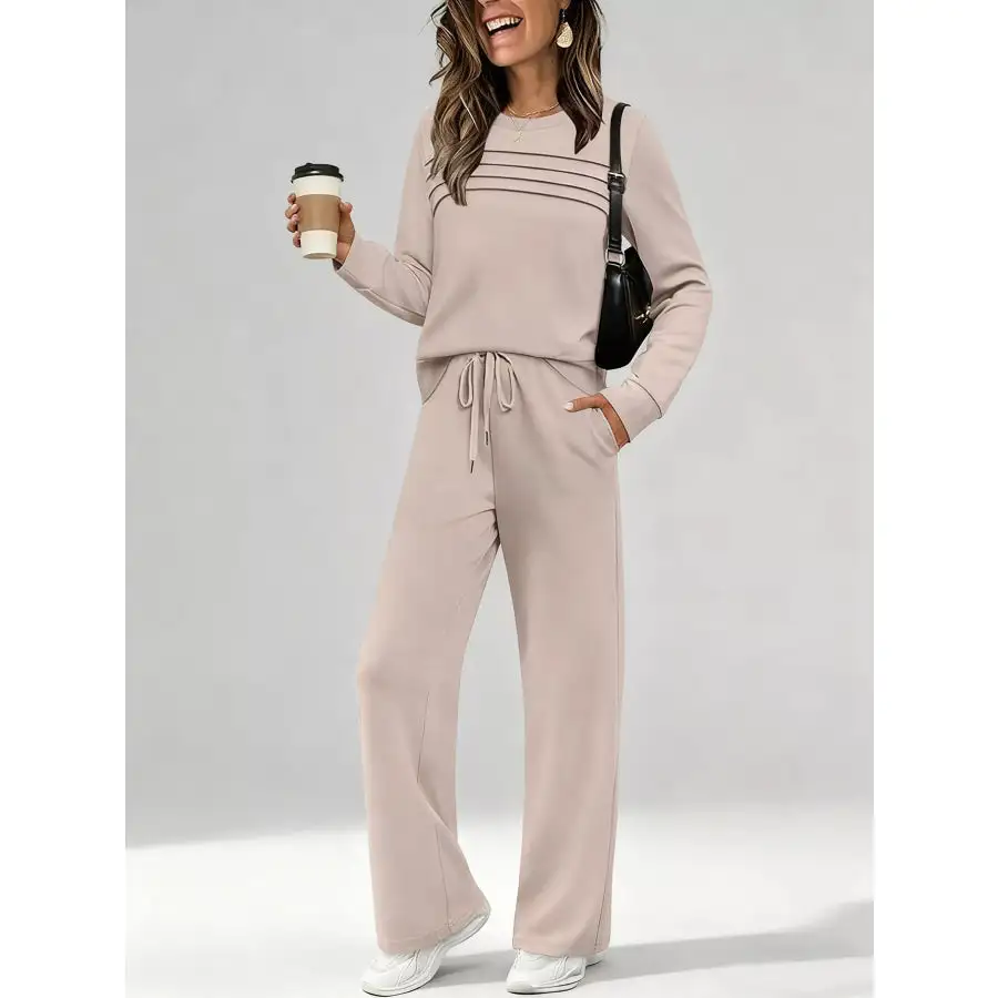 Casual Long Sleeve Top and Pants Set
