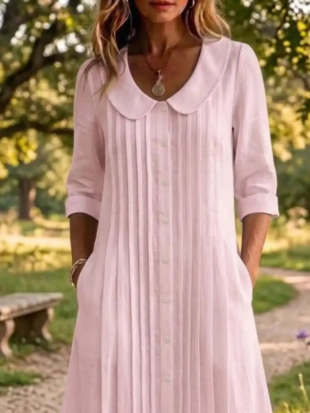 Peter Pan Collar Button-Down Dress