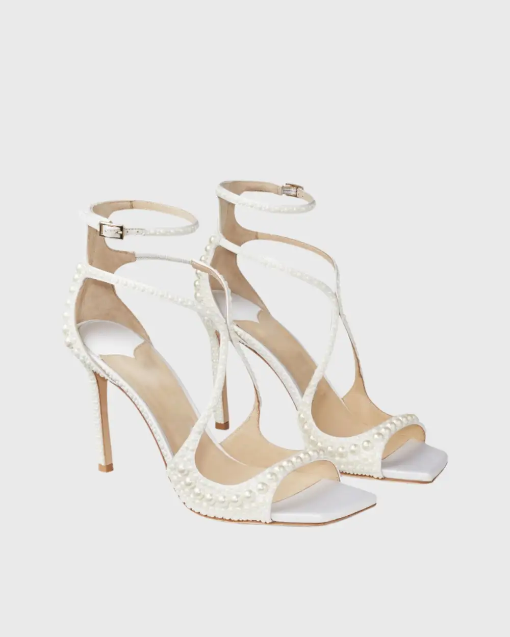 Pearl Strap Sandals in White