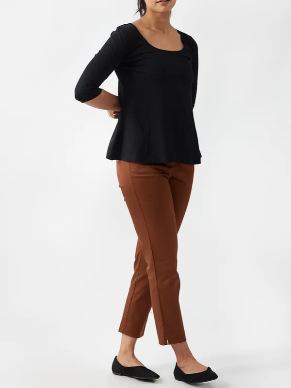 Black Pima Cotton Flared Top