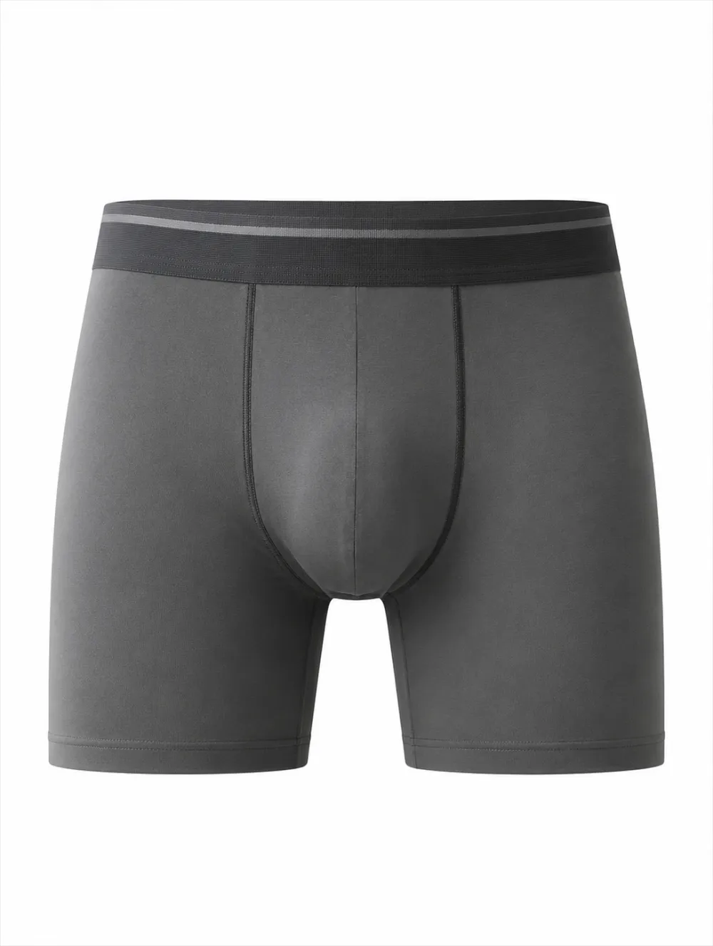 Men's Solid Grey Elastic Waistband Boxer Briefs