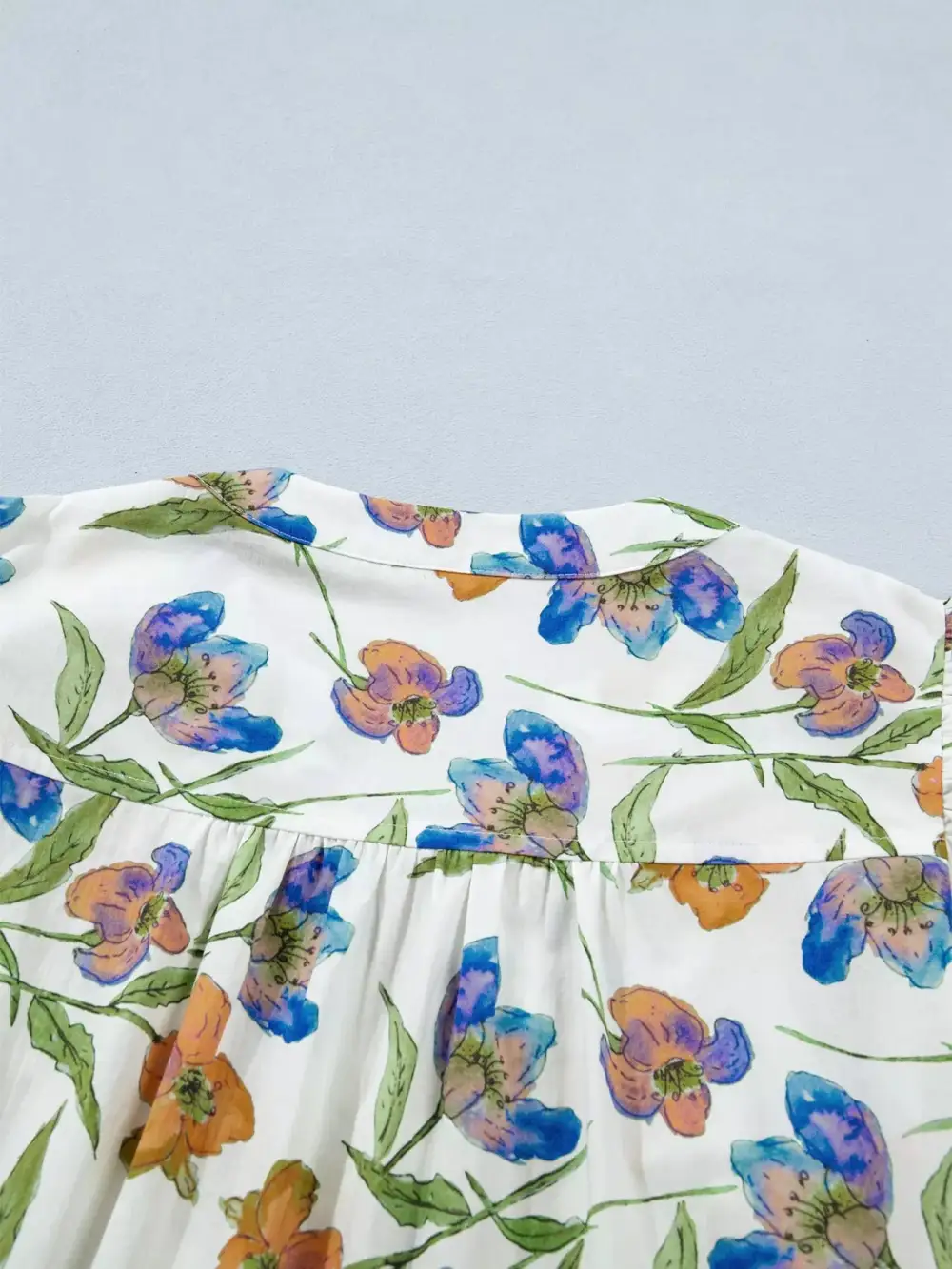 V-Neck Ruffled Floral Blouse