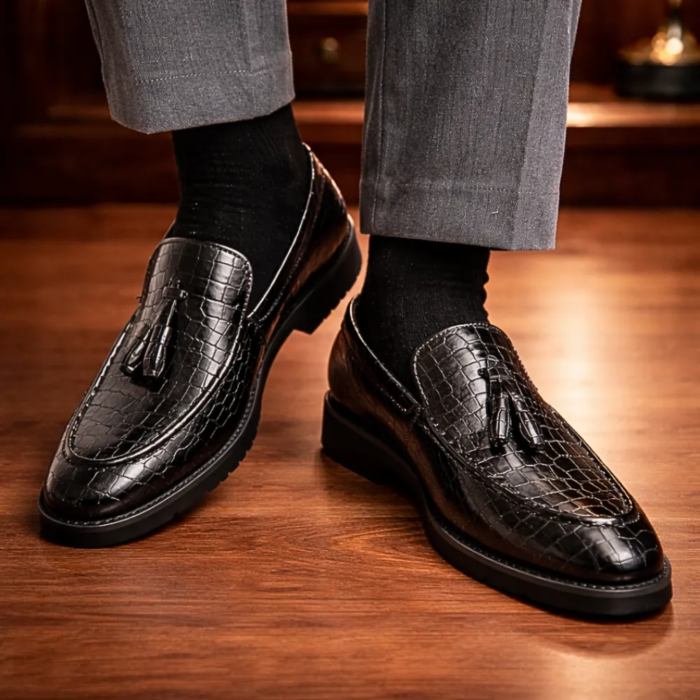 Textured Tassel Loafers