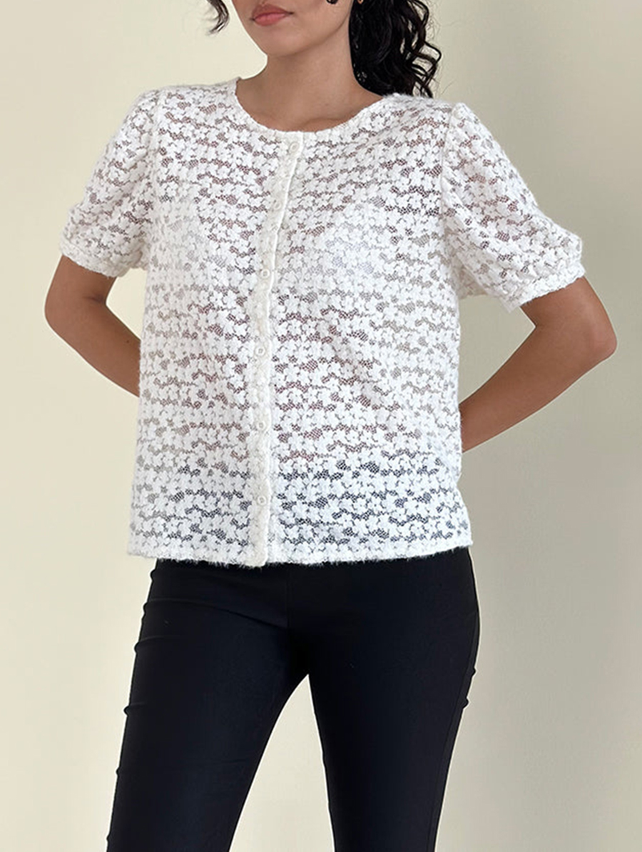 Top in Dahlia Lace Ivory