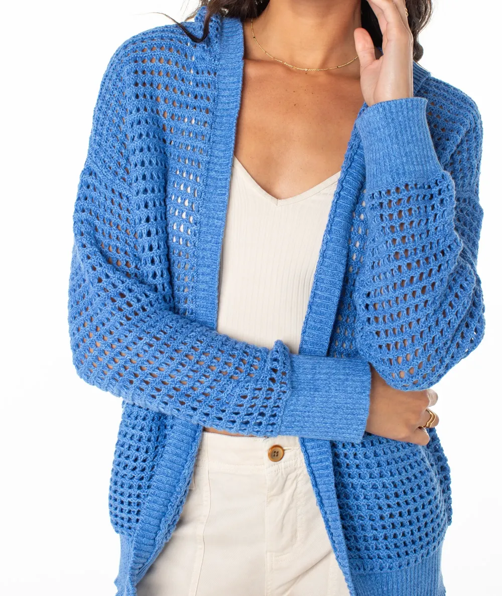 Open-Knit Hooded Sweater