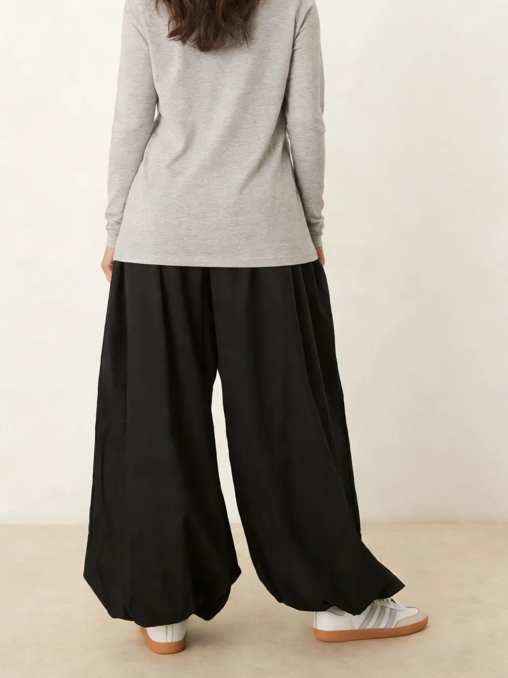 Baggy Cuffed Wide-Leg Pants