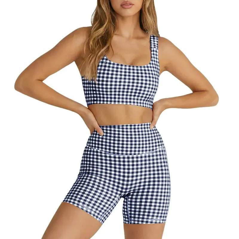 Women's Plaid Two-Piece Athleisure Set