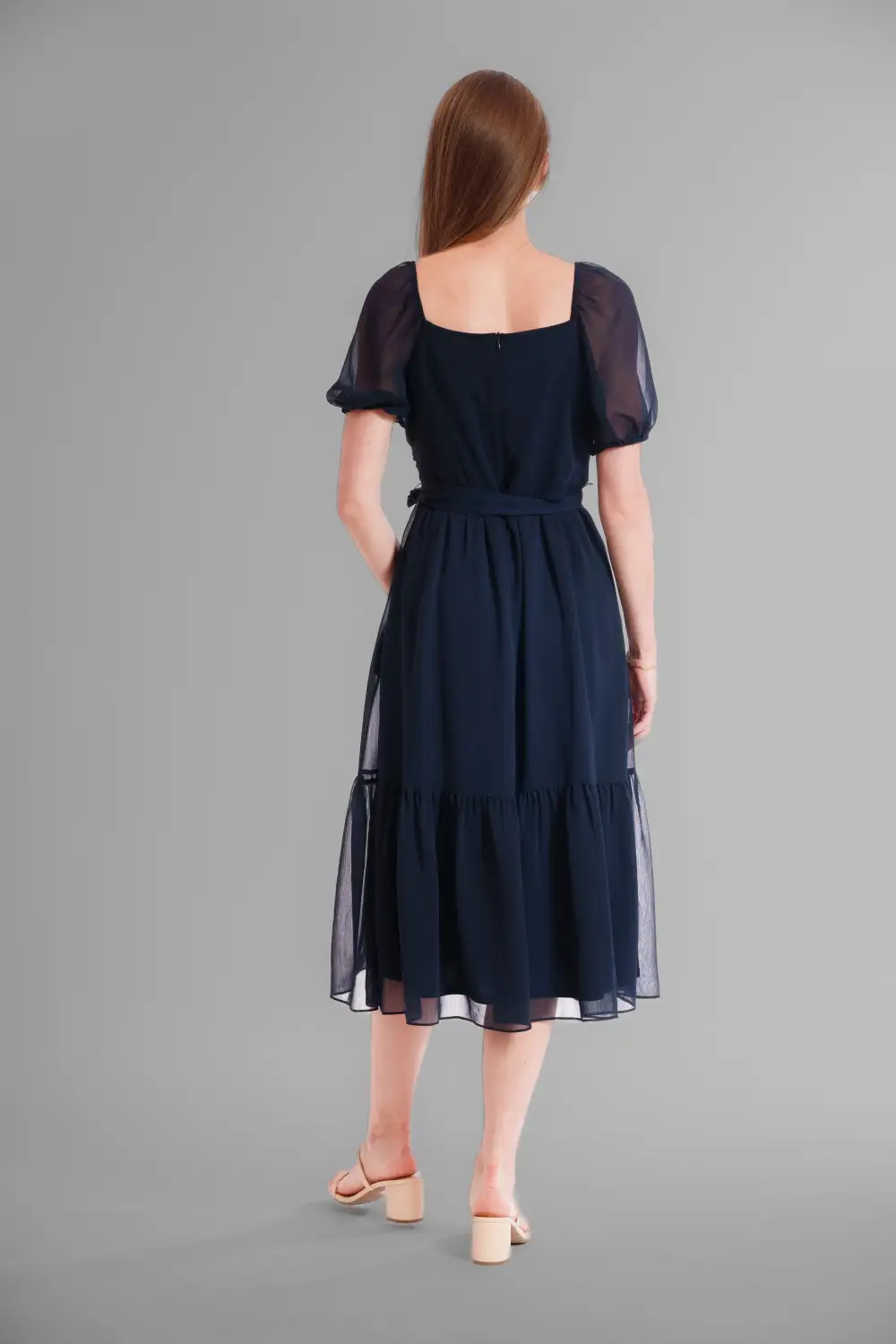 Surplice Short Sleeve Midi Dress