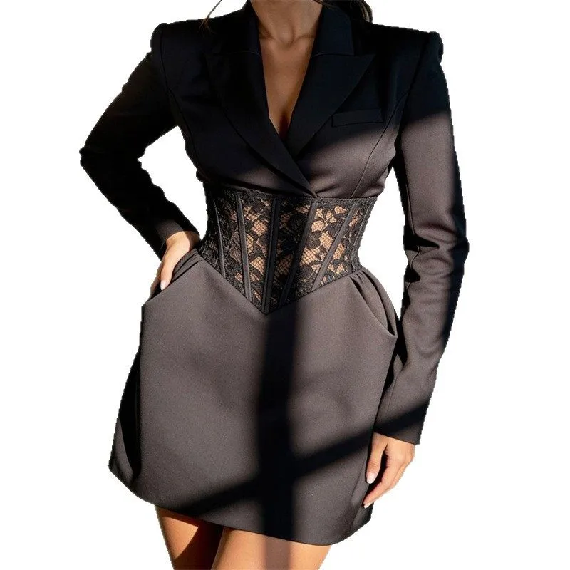 Lace-Trim Tailored Blazer