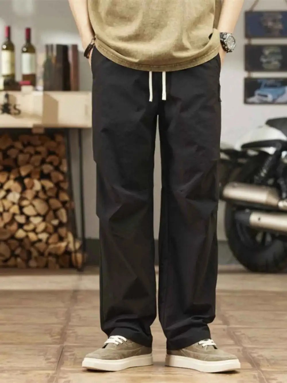 Casual Relaxed Fit Drawstring Pants